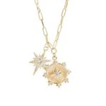 Revolve NEW Jennifer Miller Starburst Charm Necklace 14k Gold Plated Paper Clip Chain Photo 3