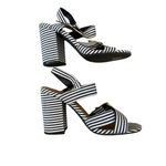 Qupid  Striped Heel Sandals Womens Size 8 Block 4.5" Ankle Strap Summer Shoe Photo 0