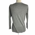 Lightweight V Neck Knit Long Sleeve Sweater 44PE Gray Photo 3