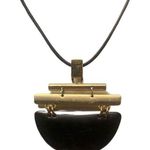 Chico's Black Cord Gold Tone Geometric Modern 18" Adjustable Necklace Photo 0