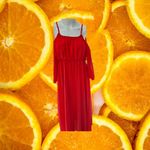 New‎ Afbi Red Open Shoulder Long Dress Size Medium Photo 2