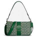 Coach C8306 Lonnie Baguette In Signature Jacquard & Leather Green Photo 0