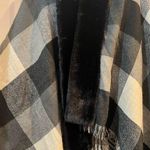 Reversible plaid faux fur wrap NWT Black Photo 0