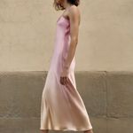 ZARA  midi dress maxi tie dye pink beige satin strapless wedding shower date Photo 4