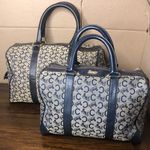 CELINE Navy Blue and Grey Monogram Boston Carry On Overnight Travel Bag 30cm Photo 15