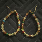 Beaded Hoop Earrings Colorful Seed‎ Beads Boho Chic Dangle Drop Gold Photo 0