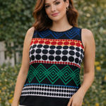 Trina Turk  Sleeveless Geometric Womens Top Sz 0 Y2K Mod Retro Preppy Polka Dots Photo 0