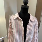 Torrid Long Sleeve Button Down Stripe White Red Coastal Casual Beach Lounge 2X Photo 1