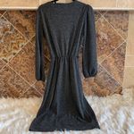 Black Silver Glitter Wrap Front Long Sleeve Minidress FRAICHE BY J Size Small Photo 3