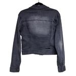 Ivy and Main Women’s  Distressed Stretchy Black Denim Cropped Jacket Size Medium Photo 1