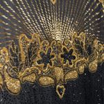 Vintage Beaded Long Sleeve Silk Dress Hand Embellished Black Gold Plus Size 8x Photo 5