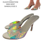 Nine West Y2K CLEAR RHINESTONE SILVER ‎ SPARKLE SANDALS HEELS SIZE 8. Photo 1