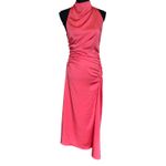 ALC Frank A.L.C. Coral Satin Halter Gown Size 6 Cocktail Asymmetric Ruched Midi Dress $500 Photo 8