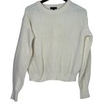J.Crew  Wool Blend Cable Knit Relaxed Fit Long Sleeve Crew Neck Sweater XS Cream Photo 9