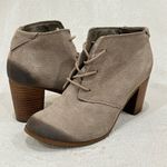Toms  Tan Lunata Suede Lace-Up Heeled Booties Size 7 Photo 1