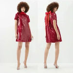 STAUD NWT Mini Ilana Dress Poinsettia Sequins Size XS Photo 4