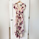 Lulu’s French Countryside Blush Floral Print High Low Hem Midi Dress Size S Purple Photo 4