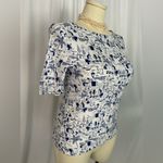 Charter Club  Fitted Blue and White Short Sleeve T-Shirt (746) Photo 4