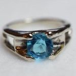 Source Unknown Stunning Blue Crystal Silver Tone Band Size 8 1/2 Party Statement Glam Ring Photo 0
