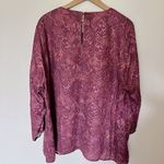 Dolan | Anthropologie Burgundy Snakeskin Long Poet Sleeve Keyhole Blouse Top 2X Purple Photo 4