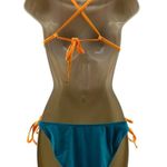 Womens Reversible Neon Blue and Green String Bikini Size Medium Photo 3