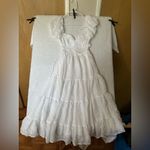 Princess Polly  “Danny” White Cottagecore Midi Dress Puff Sleeve Tiered Photo 1