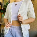 Vintage 90s y2k CLIO button up short sleeve knit sweater shirt White Size M Photo 0