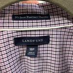 Lands' End  Womens 18p Pinpoint Oxford 3/4‎ Sleeve Plaid Purple Classic Preppy Photo 2