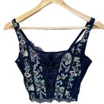 Victoria's Secret Victoria’s Secret Dream Angels Unlined Embroidered Lace Up Top M Medium B Navy Photo 5