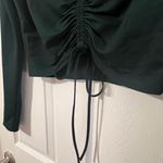 ZARA Ruched Green Collar Long Sleeve Crop Top Photo 5