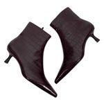 Mango  Pointed Toe Crocodile Kitten Heel Ankle Boots Burgundy Size 36/ 6 Photo 5