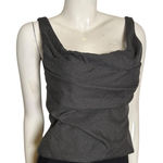 ZARA twill dark gray Ruched Asymmetrical boned corset Tank Top Large runs small Photo 0