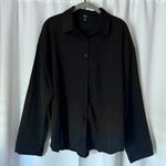 SheIn Solid Black Button Up Collared Dress Shirt Business Casual Blouse Size XL Photo 2