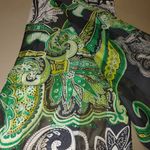 Jones New York Silk Scarf Lightweight Sheer Paisley Green Black White Dry Clean Photo 6