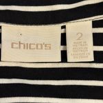 Chico's Chico’s Black White Striped Zip Jacket Size 2 Tie Waist Knit Photo 1