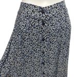 Kathi Lee Floral Print Button Front Maxi Skirt Size 14 Navy Blue Rayon Y2K** Photo 2