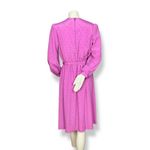 Vintage 70s Dress Pink Belted Women Long Sleeves High Neck Tiny Paisley Print Size 10 Photo 1