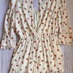 Molly green Rose Print Floral Ruffle Cream 3/4 Sleeve Romper Sz L Photo 3
