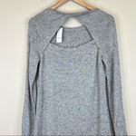 Loft  gray speckled textured open back long sleeve rib knit sweater dress M NEW Photo 3