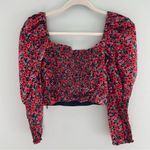 ZARA  Floral Puff Sleeve Sweetheart Crop Top Small Photo 4