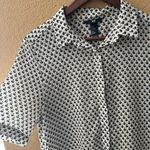 H&M Short Sleeve White Button Blouse w/ Black Dots Photo 2