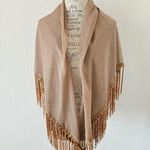 Cejon Taupe Wide Neck Scarf Wrap Sheer With Tassels Tan Photo 2