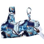 Lysa Desiree Bikini Swimsuit Top Blue Padded Gold Ring Plus Size 0X 14W 16W Photo 1