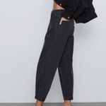 ZARA  Baggy Slouchy Fit Paperbag Jeans High‎ Waist Cropped Ankle Faded Black 8 Photo 1