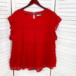 Kirundo Clip Dot Tiered Ruffle Chiffon Babydoll Tunic Top‎ Red XL Red Photo 5