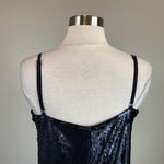 AQUA Sequined Sleeveless Mini Shift Cocktail Dress Navy Blue Size 12 Large by  Photo 5