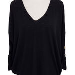 Ellen Tracy  Black Knit Top Size Small Oversized Black Blouse Photo 0