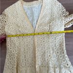 Vintage Yellow Eyelet Knit Woven Blouse Photo 4