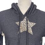 Chaser Leopard Animal Print Star Print Gray Hoodie Women’s Size XS Cropped Photo 2