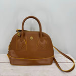 Anne Klein  Small Billie Faux Leather Dome Top-Handle Bag Satchel Brown Yellow Photo 1